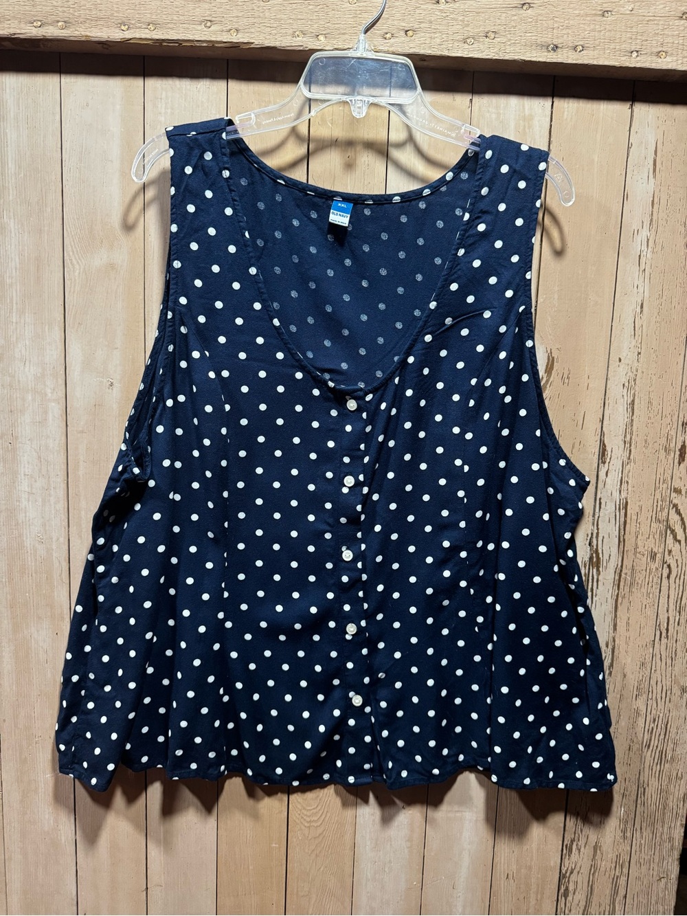 Old Navy Navy Blue Polka Dot Sleeveless Button Front Top EUC